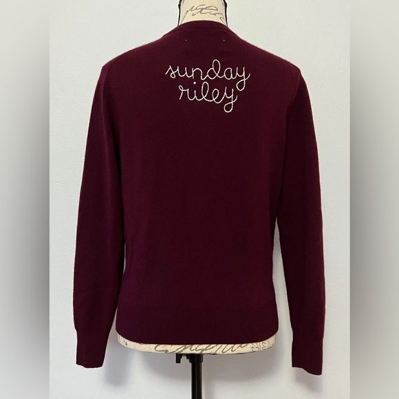Lingua Franca Crewneck Cashmere Sweater Size XS Burgundy Luxury - Picture 9 of 9